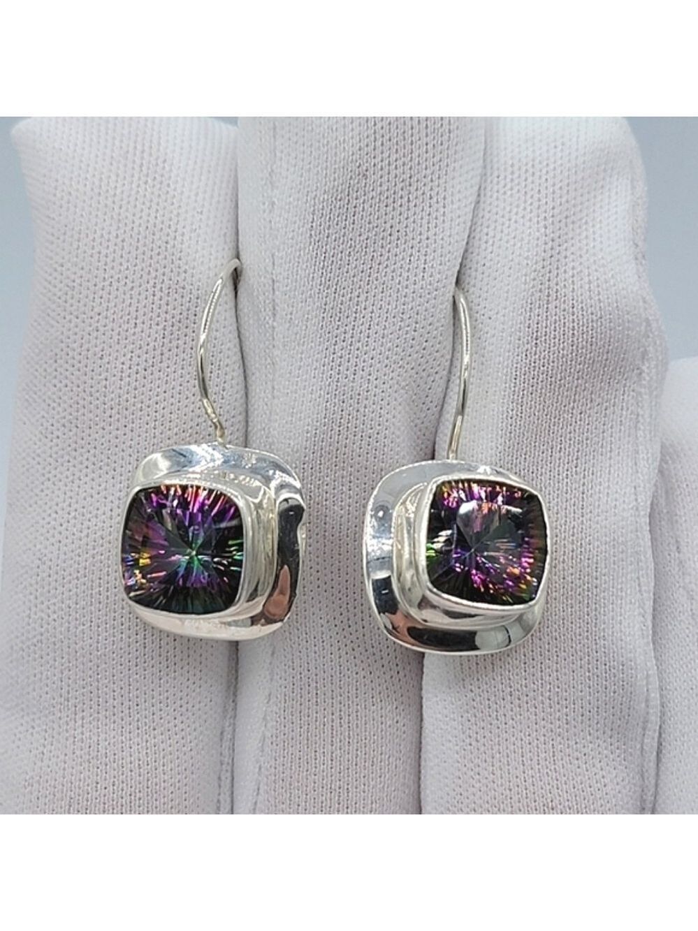 Mystic Topaz 925 Silver Earrings #2421